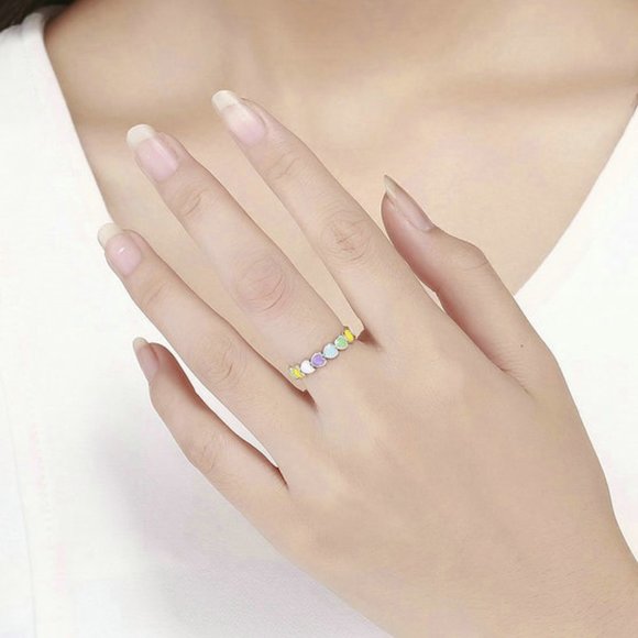 💍 Full Around Colorful Heart Stone Lovely Fashion Ring for Women, UNVN12… - Picture 8 of 8